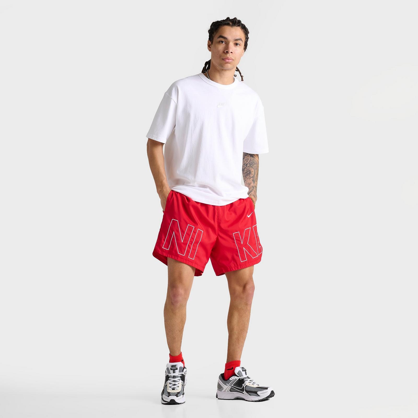 Men's Nike Sportswear Embroidered Woven Flow Shorts - Red/White