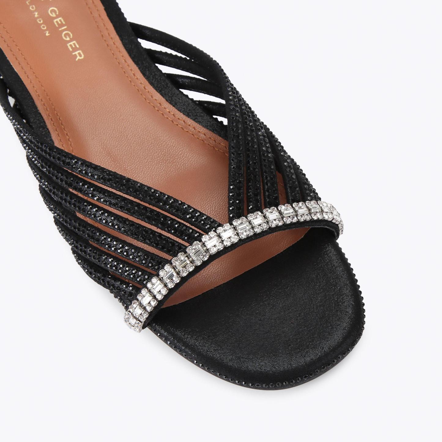 Kurt Geiger London Crystal Strap Flat Mule - Black - view 5
