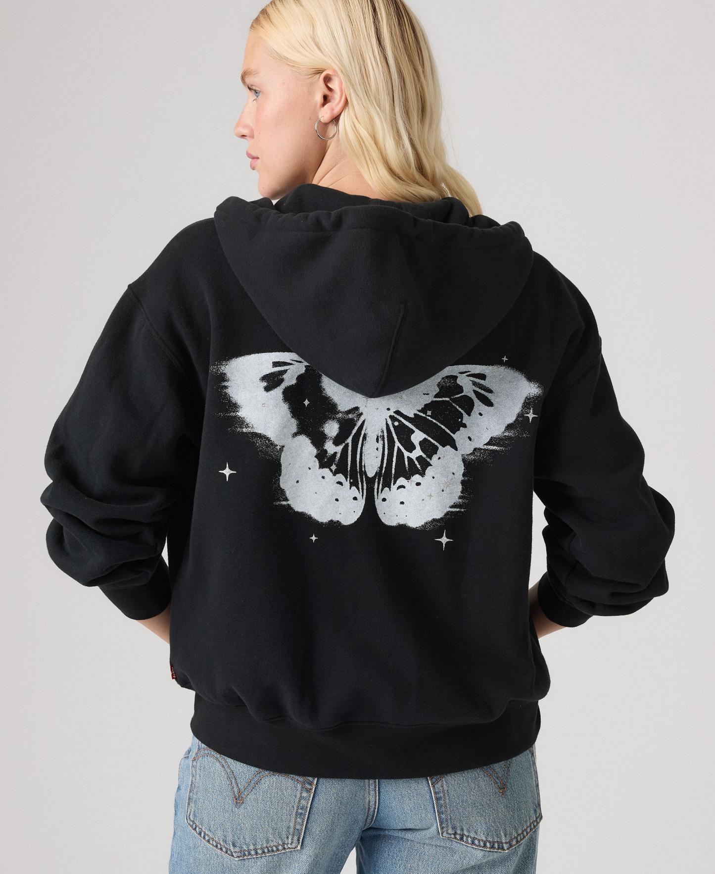 Levi's Women's Graphic Everyday Zip-Up Hoodie - HOODIE DREAMY BUTTERFLY ANTHRACITE