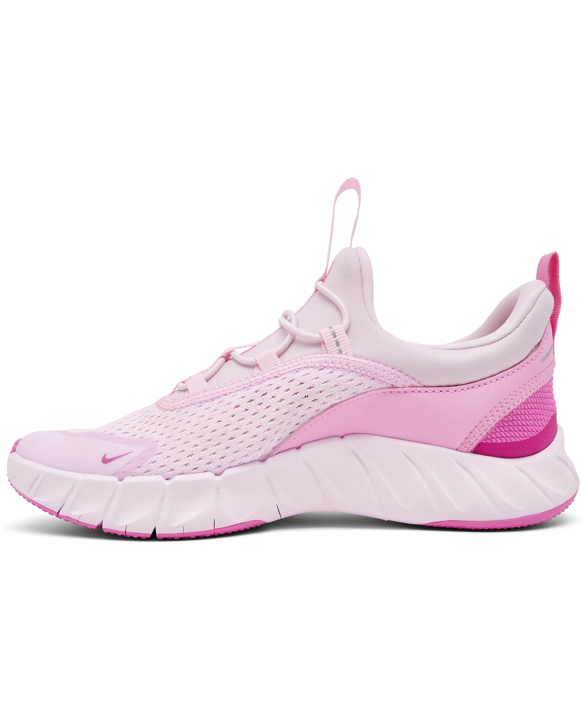Nike Little Kids Free Ride Elastic Lace Running Sneakers from Finish Line - Pink rise,white