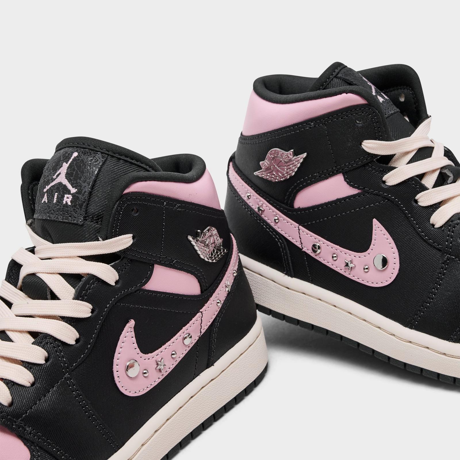 Women's Air Jordan Retro 1 Mid LE Casual Shoes - Anthracite/Iced Carmine/Coconut Milk/Metallic Silver - view 3