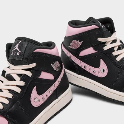 Women's Air Jordan Retro 1 Mid LE Casual Shoes - Anthracite/Iced Carmine/Coconut Milk/Metallic Silver - view 3