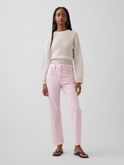 High Rise ’90s Slim Straight Crop Jeans - Cherry blossom pink
