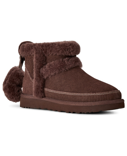 UGG® Women's Classic Mini Heritage Round Toe Booties - Burnt Cedar