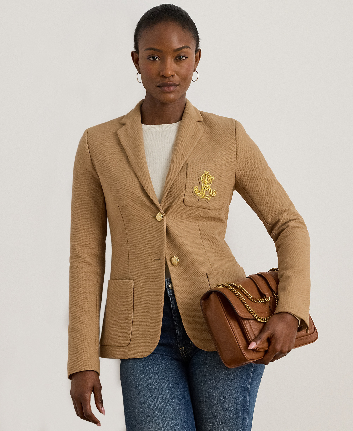 Lauren Ralph Lauren Bullion Jacquard Blazer - Classic Camel