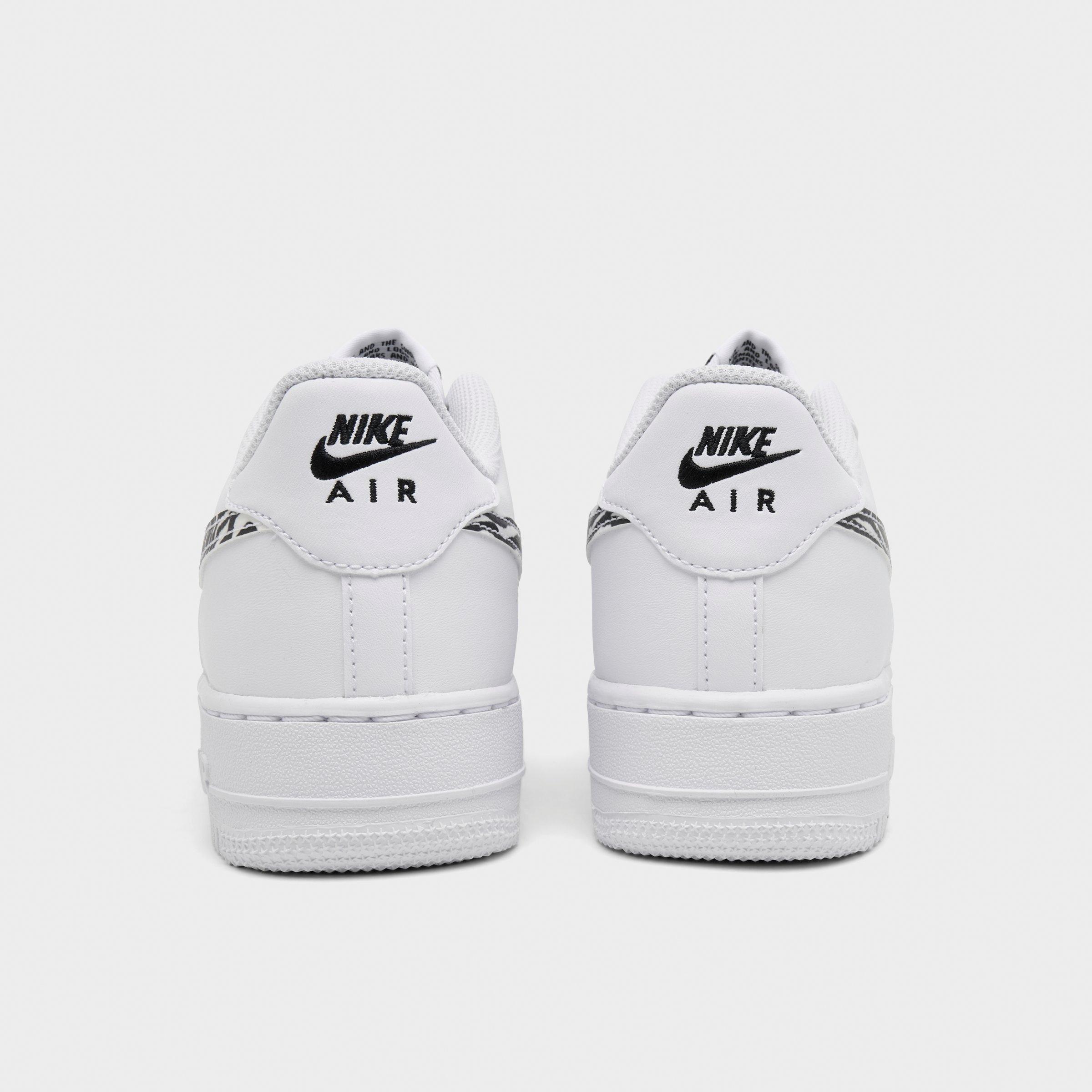Big Kids' Nithtke Air Force 1 Low Casual Shoes - White/Black - Back view