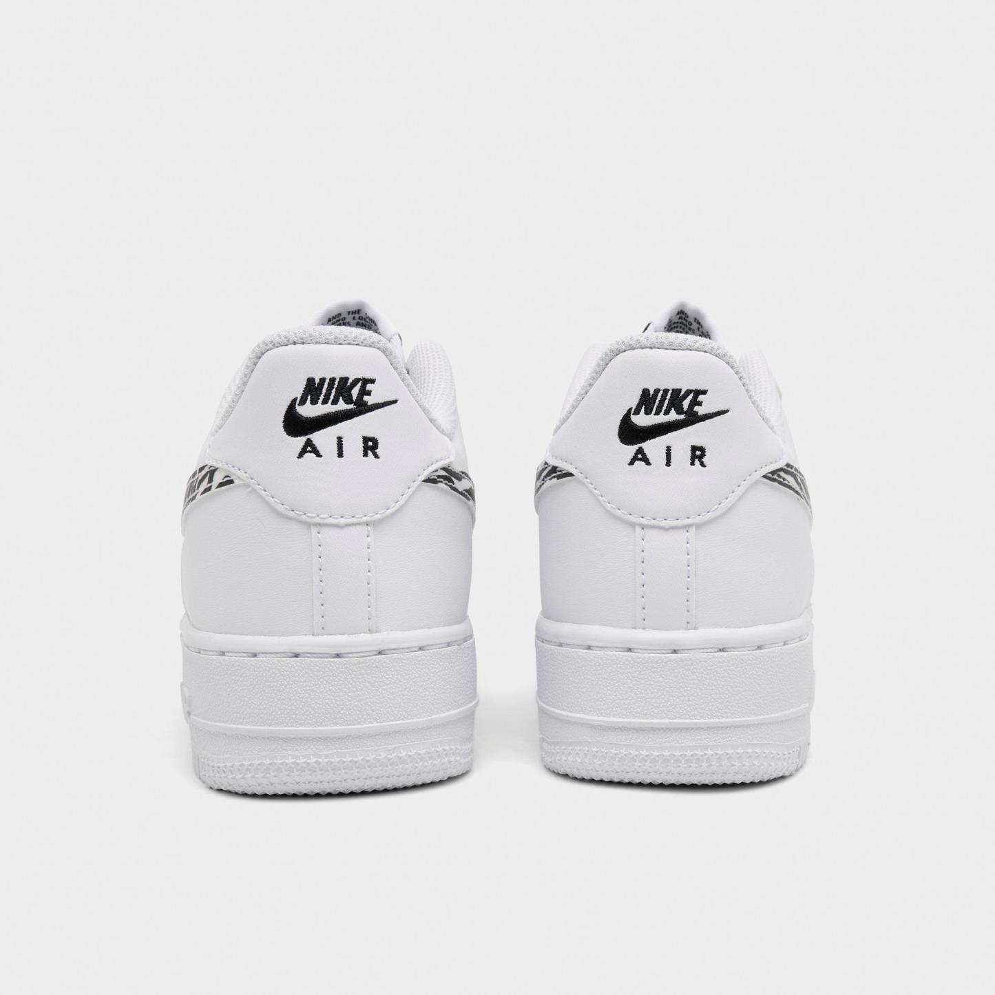 Big Kids' Nithtke Air Force 1 Low Casual Shoes - White/Black - Back view