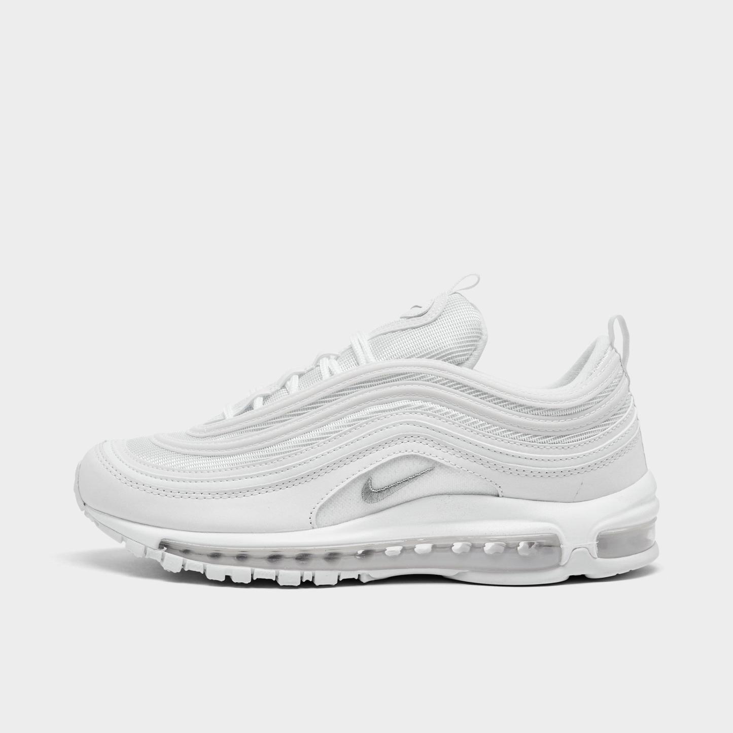 Men's Nithtke Air Max 97 Casual Shoes - White/Black/Wolf Grey - Left shoe facing left. Outside of the shoe.