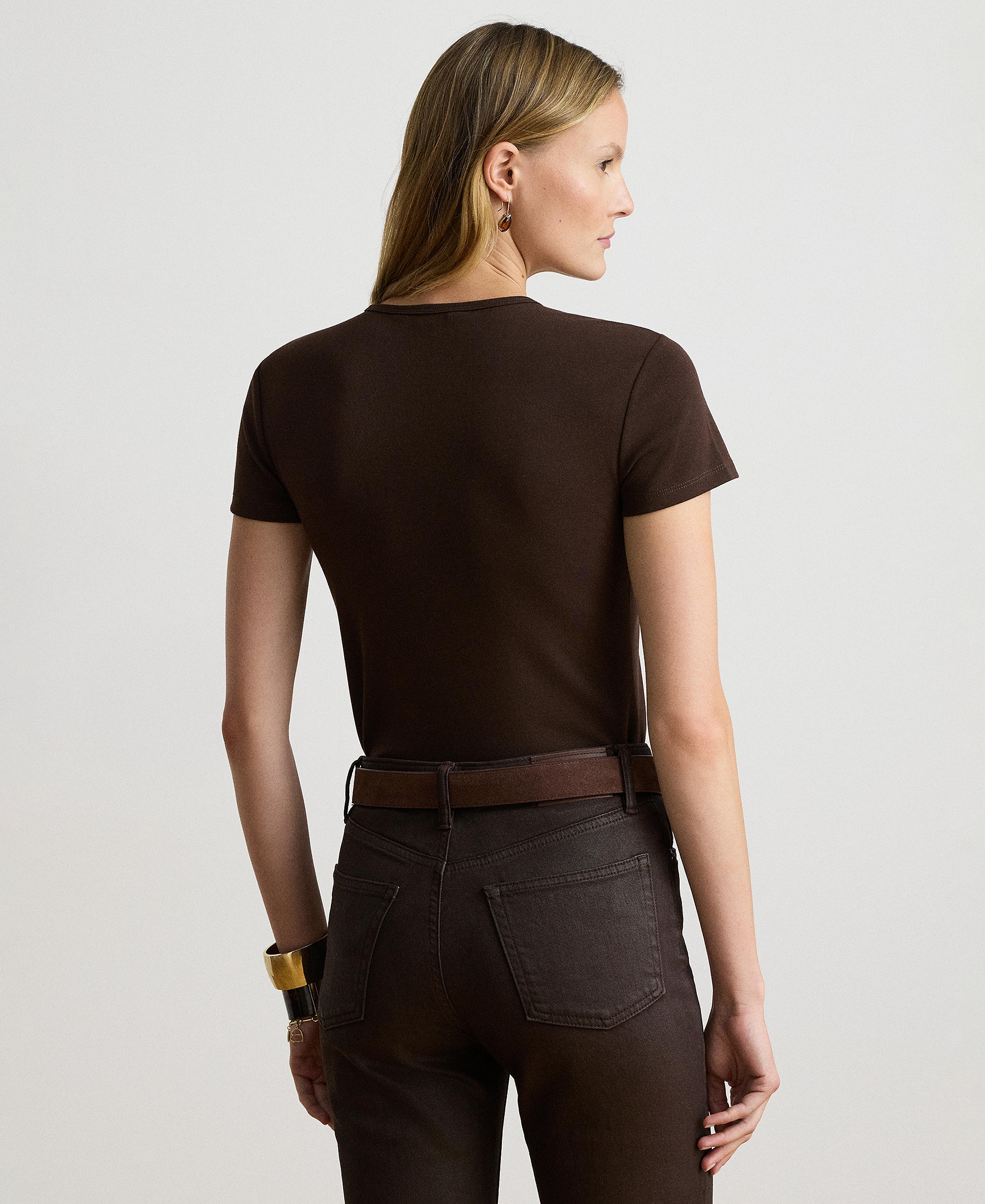 Lauren Ralph Lauren Stretch Knit T-Shirt - Circuit Brown