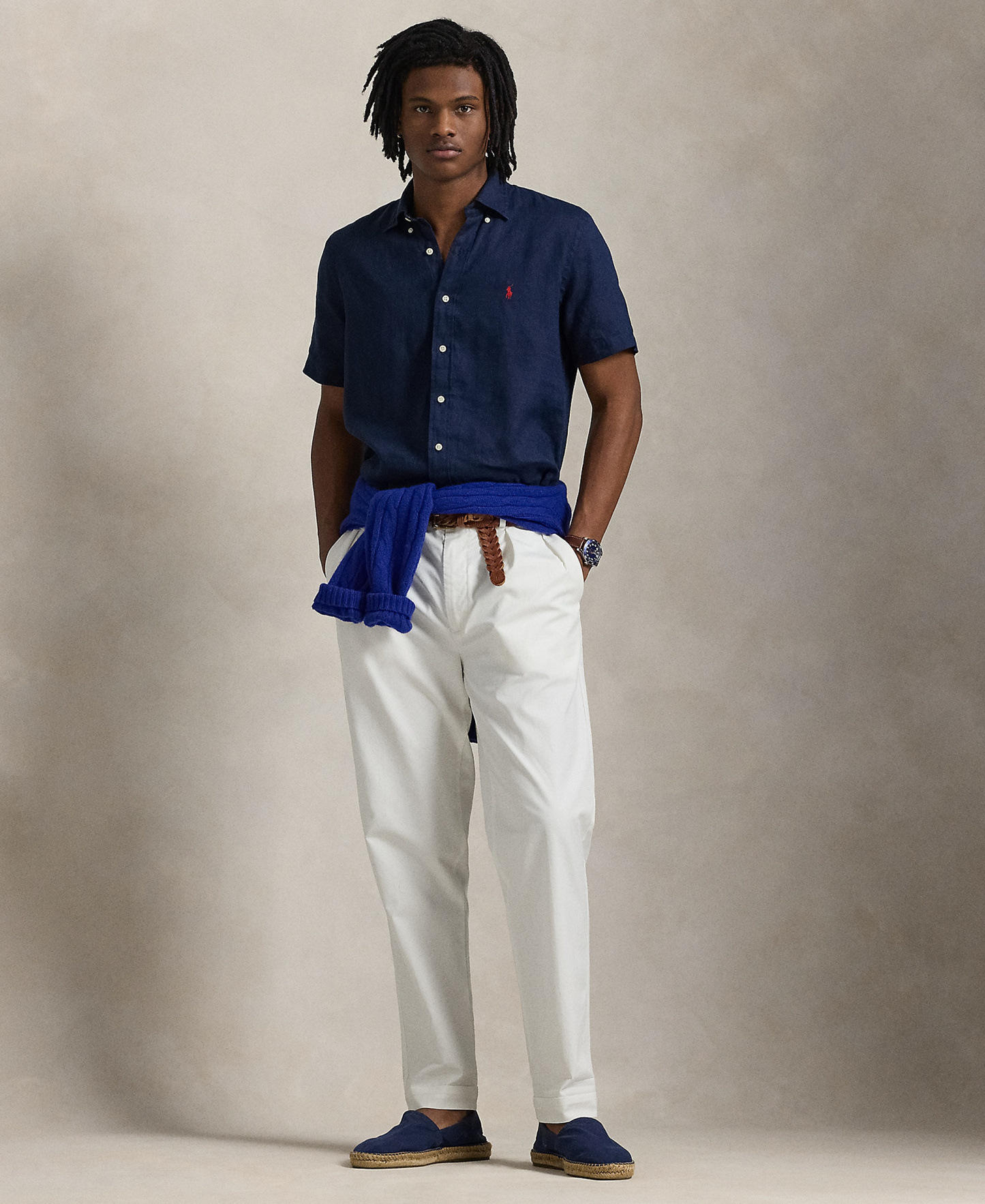 Polo Ralph Lauren Men's Short-Sleeve Linen Button-Up Shirt - Newport Navy