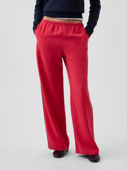 Easy Wide-Leg Pants - Red