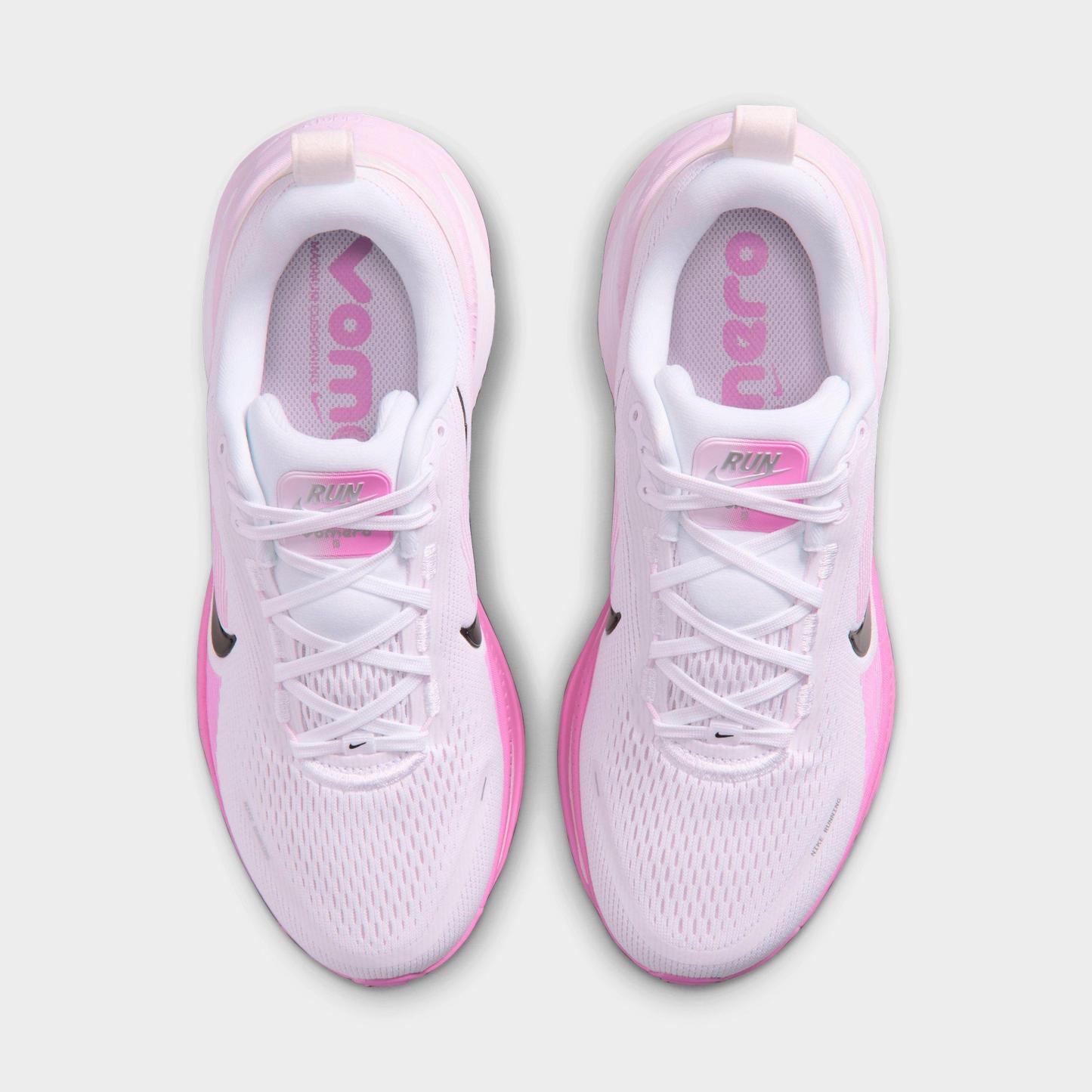 Women's Nithtke Vomero 18 Running Shoes - Part 1 - White/Bleached Lilac/Light Magenta/Black - Top view