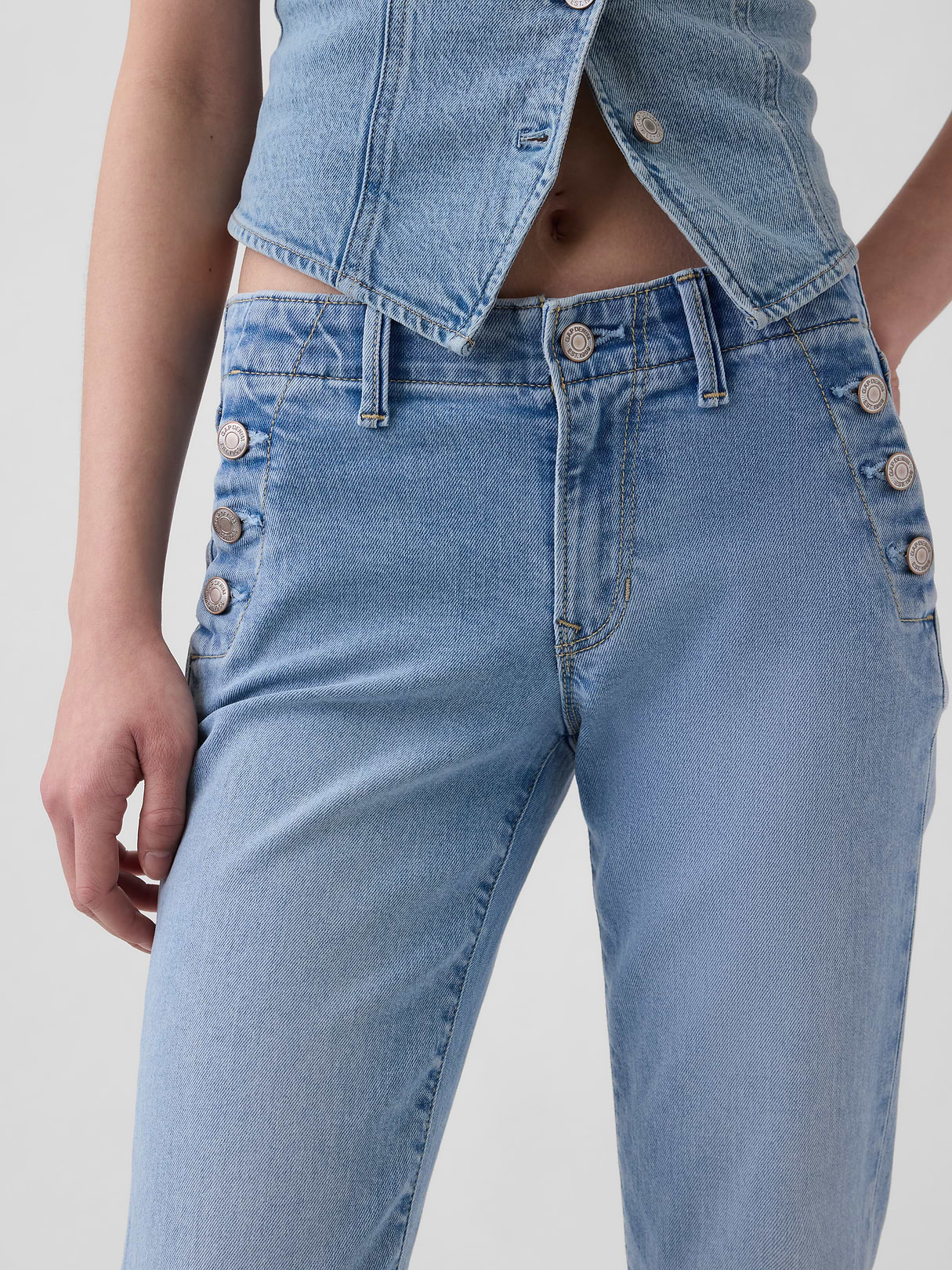 Low Rise Long & Lean Split-Hem Jeans - Sailor blue