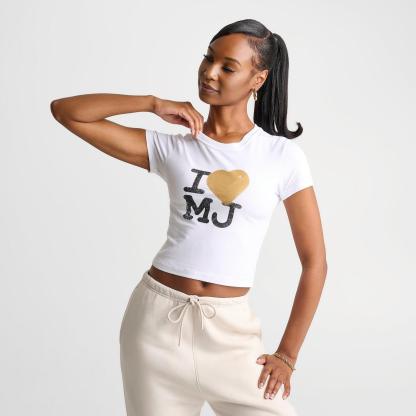 Women's Jordan Flight I Love MJ T-Shirt - White/Metallic Gold - view 3