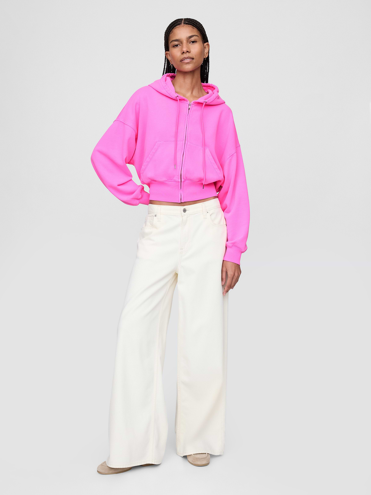 VintageSoft Wedge Zip Hoodie - Standout pink
