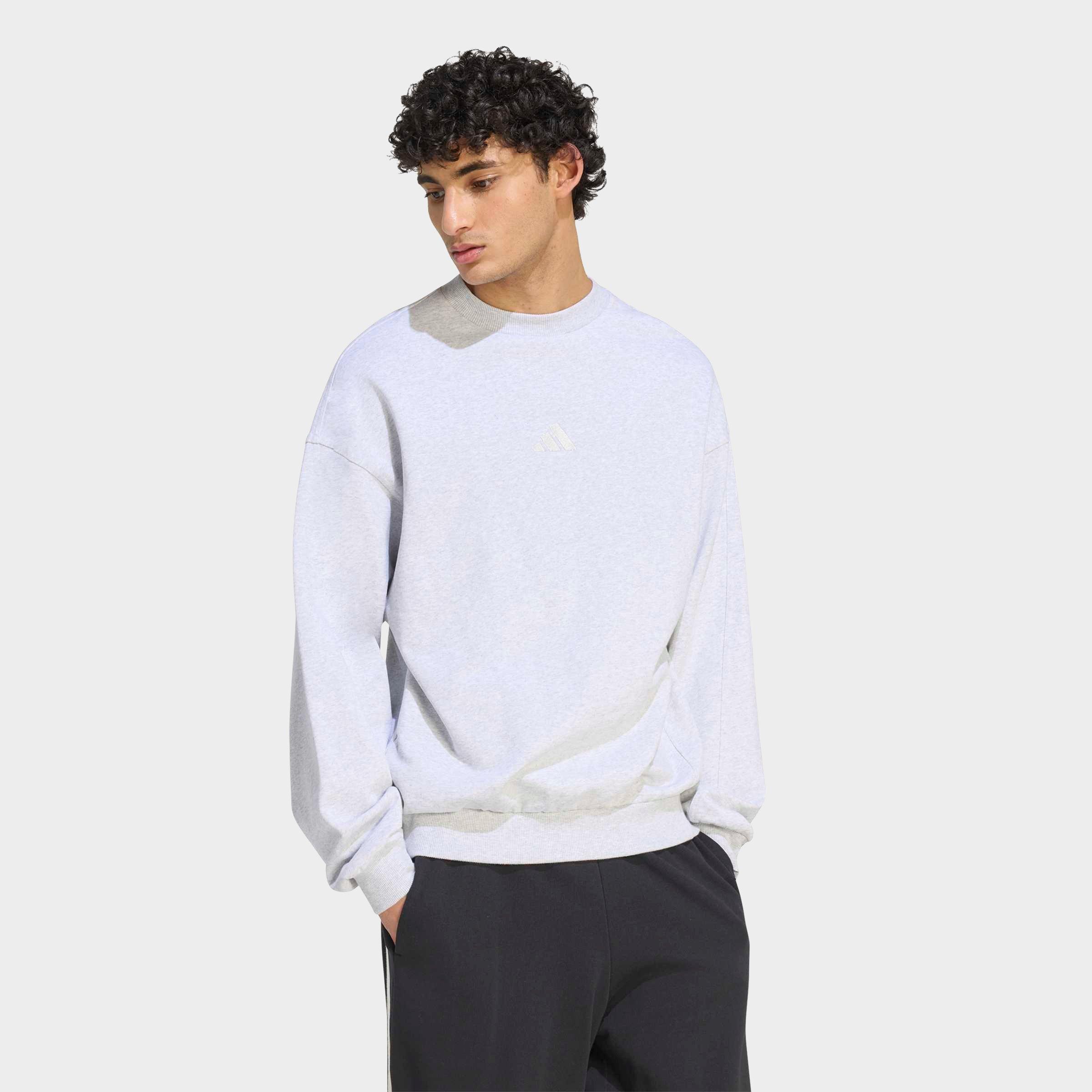 Men's adidas KIT Small Logo French Terry Sweatshirt - Light Grey Heather