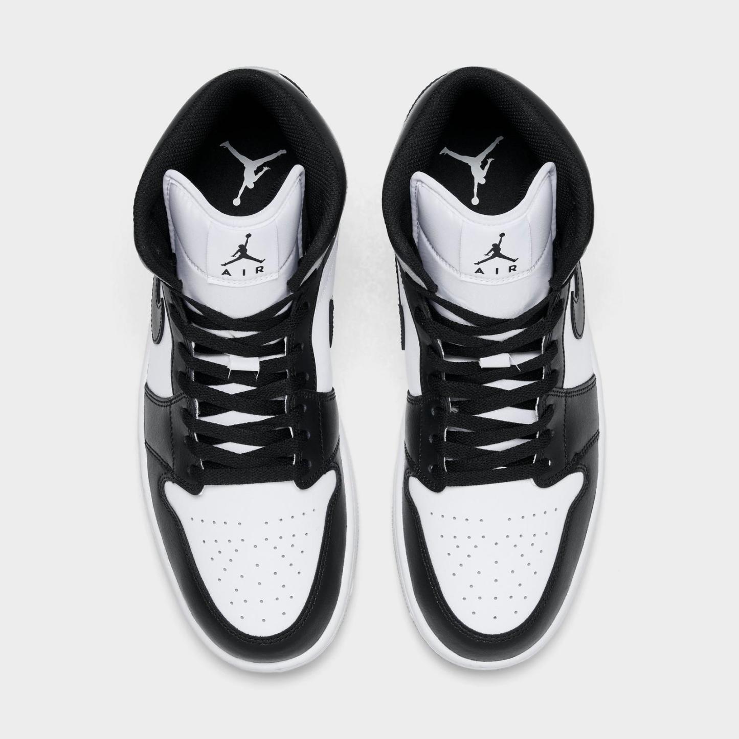 Men's Air Jordan Retro 1 Mid Casual Shoes - White/Light Smoke Grey/Black - view 5