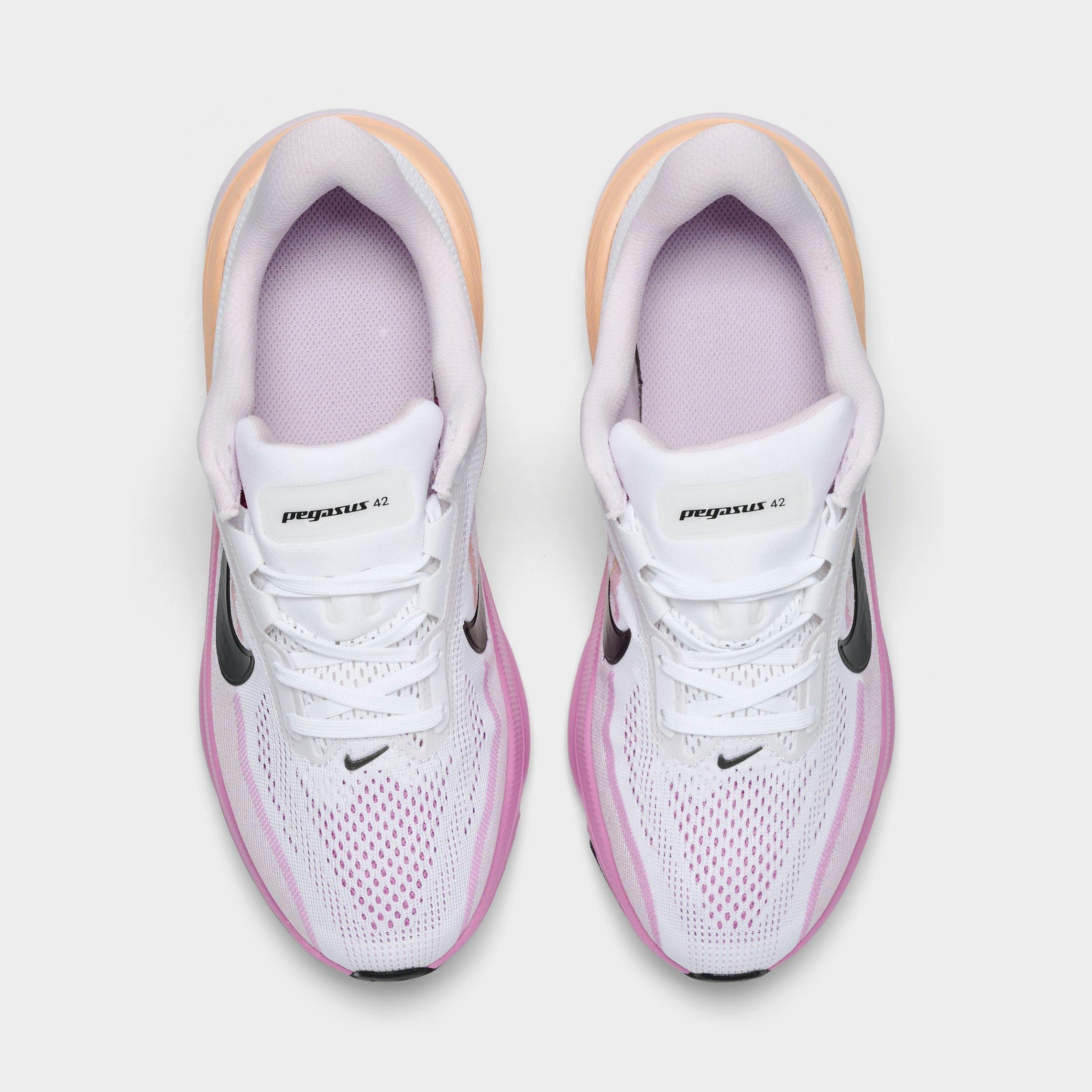 Big Kids' Nithtke Pegasus 42 Running Shoes - White/Black/Bleached Lilac - Top view