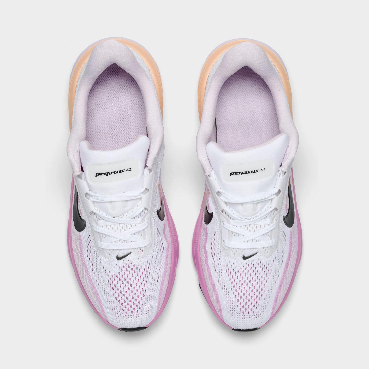 Big Kids' Nithtke Pegasus 42 Running Shoes - White/Black/Bleached Lilac - Top view