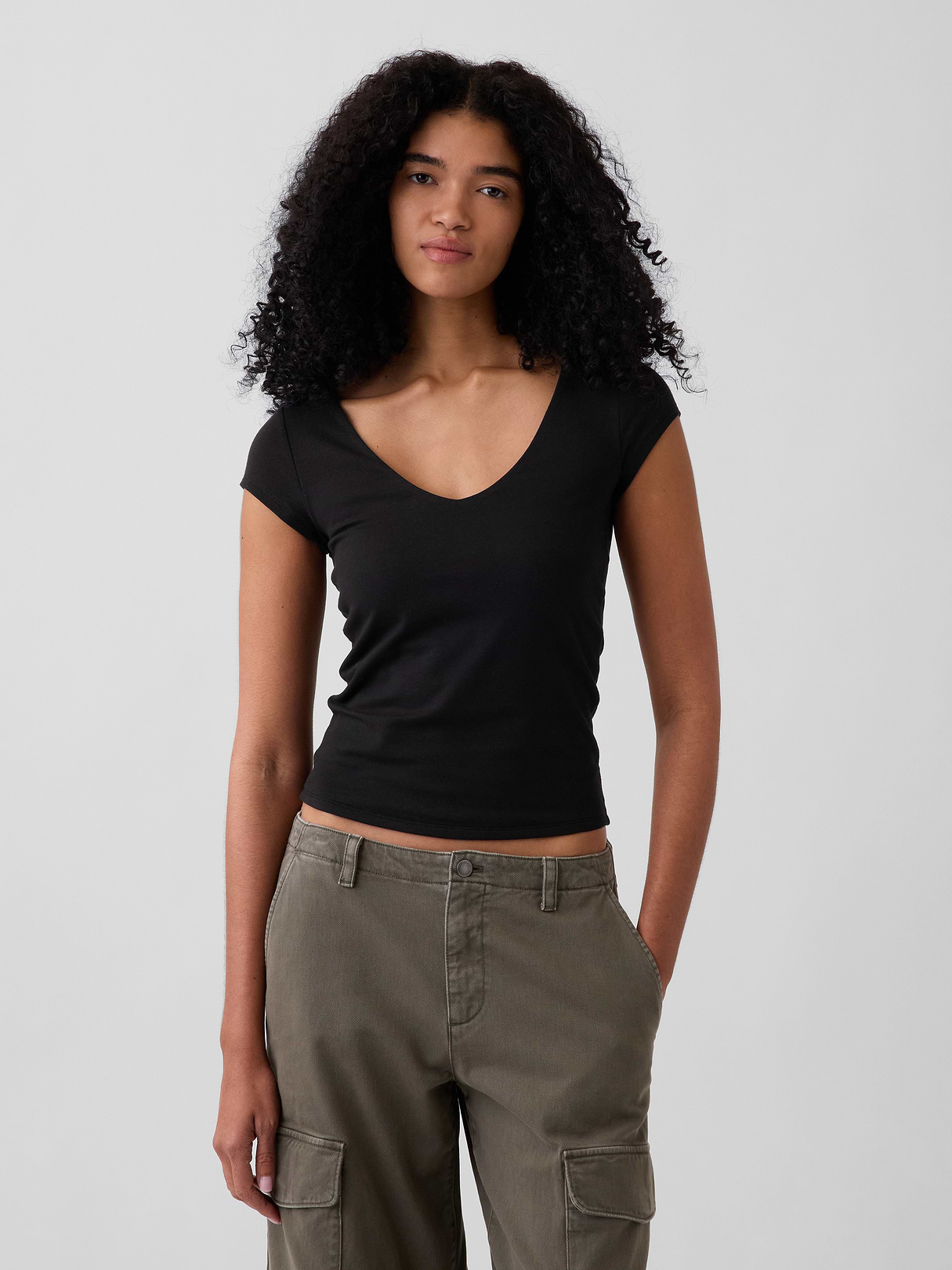 CloseKnit Jersey V-Neck T-Shirt - Black