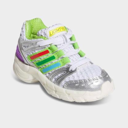 Infant and Kids' Toddler adidas x Pixar Toy Story Adistar Control 5 Stretch Lace LED Casual Shoes - Cloud White/Solar Slime/Silver Metallic - Both shoes facing left