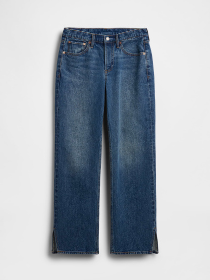Mid Rise Relaxed Straight Jeans - Medium indigo