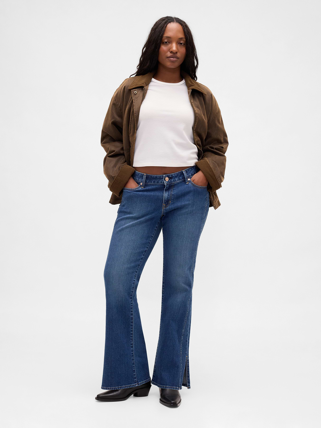 Low Rise Long & Lean Split-Hem Jeans - Dark wash