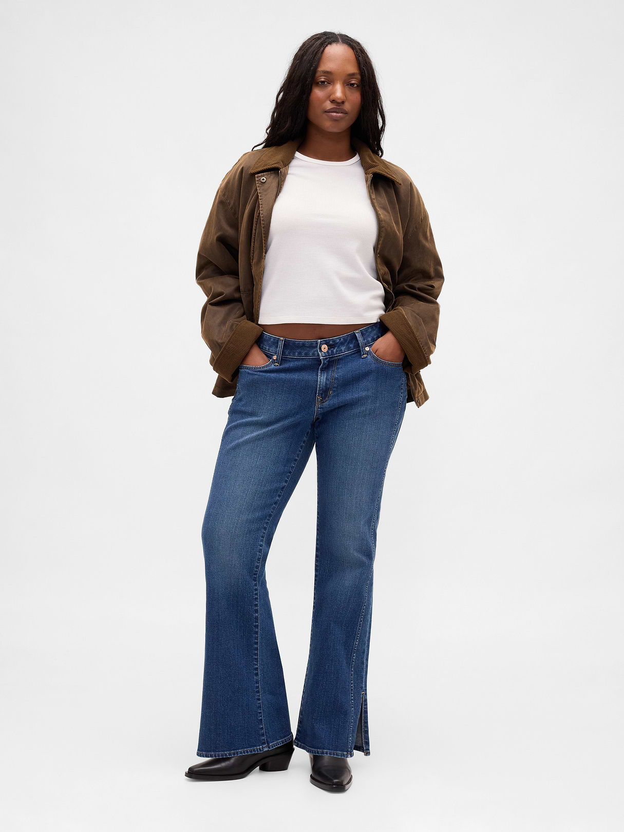 Low Rise Long & Lean Split-Hem Jeans - Dark wash