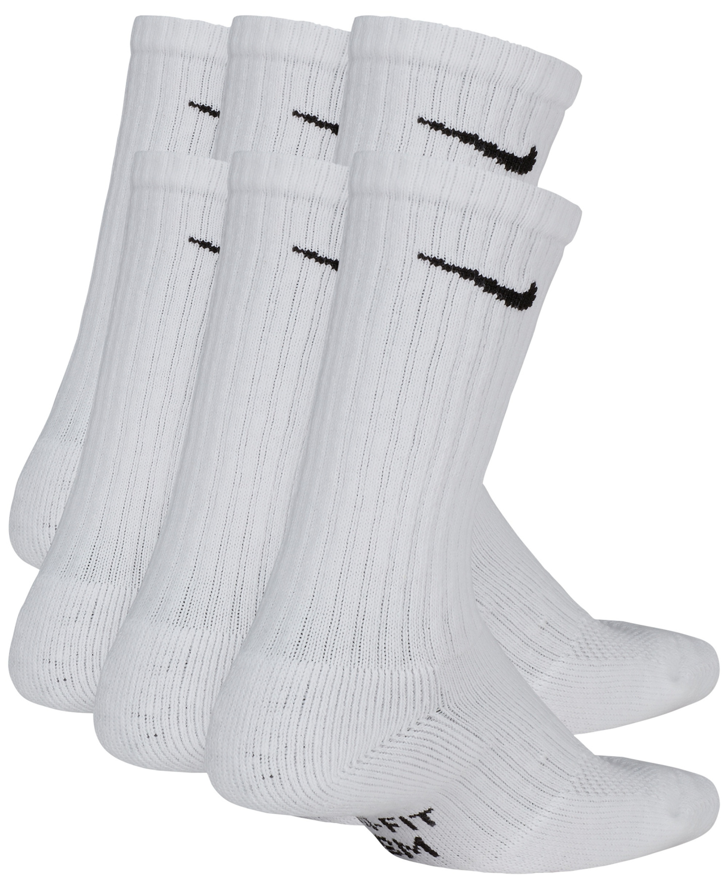 Nike Big Kids' Cushioned Crew Socks, 6 Pairs - White