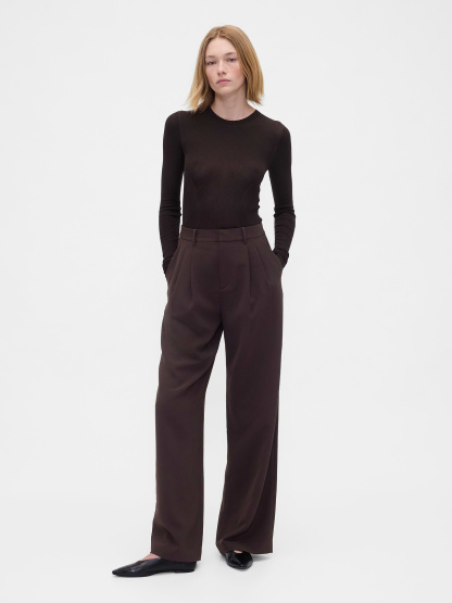 365 High Rise Pleated Trousers - Terra brown