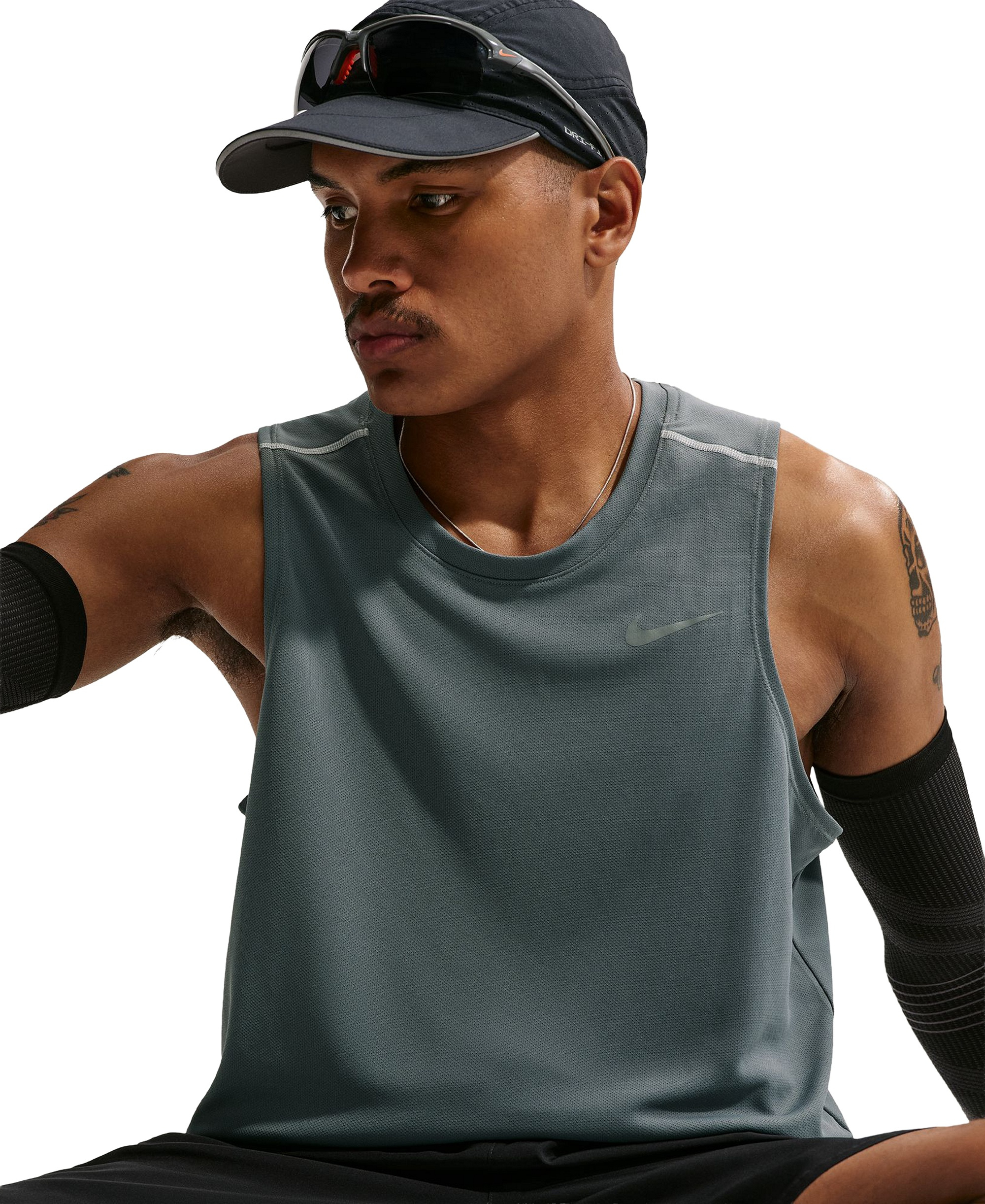 Nike Men's Miler Dri-Fit Running Tank Top - Smoke Gray/Reflective Sliver