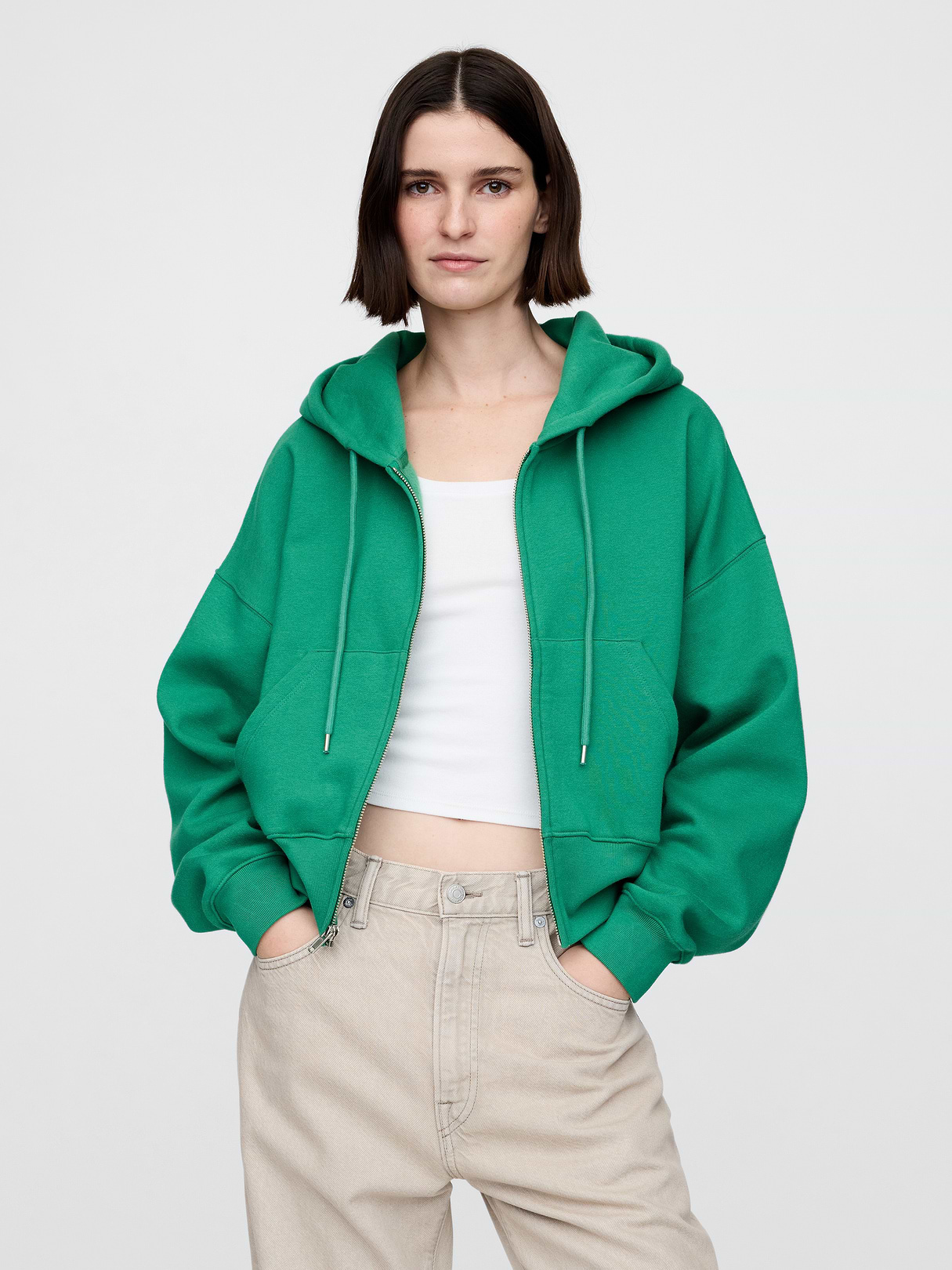 VintageSoft Wedge Zip Hoodie - Irish clover green