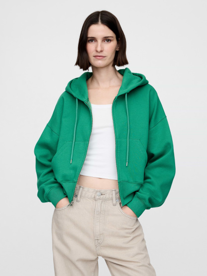 VintageSoft Wedge Zip Hoodie - Irish clover green