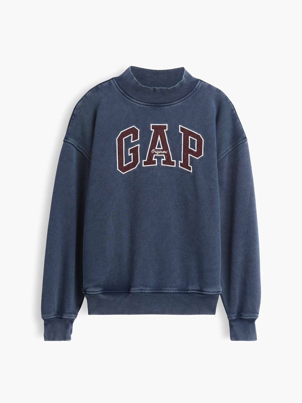 VintageSoft Oversized Mockneck Logo Sweatshirt - Navy blue