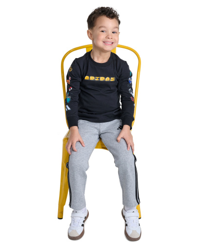 adidas Boys' 2T-7 Long-Sleeve Pullover T-Shirt and Pants, 2-Piece Set - Black/Gray