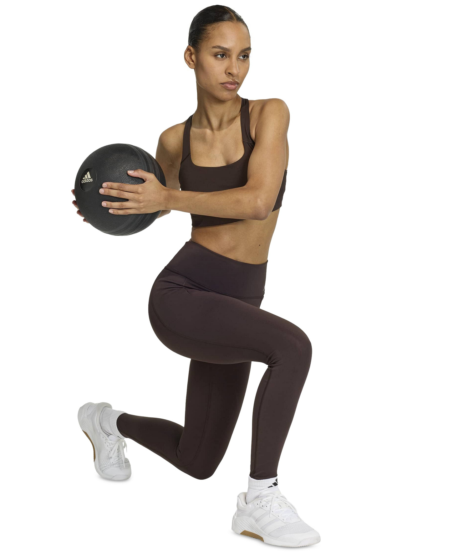 adidas Women's Workout Square Neck Support Bra - Aurora Coffee