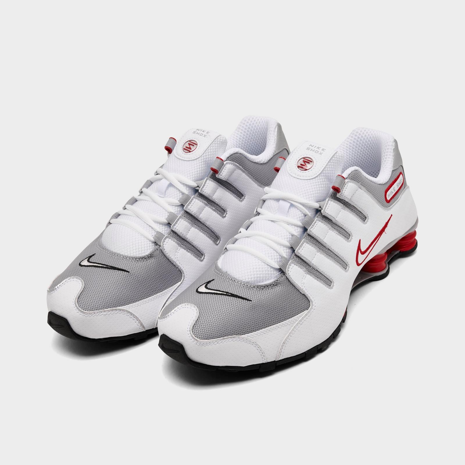 Men's Nike Shox NZ Casual Shoes - White/Sport Red/Cool Grey/Metallic Silver