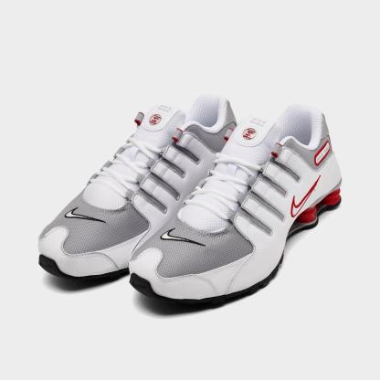 Men's Nike Shox NZ Casual Shoes - White/Sport Red/Cool Grey/Metallic Silver