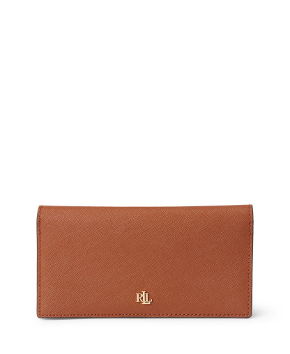 Lauren Ralph Lauren Crosshatch Leather Slim Snap Closure Wallet - Lauren Tan