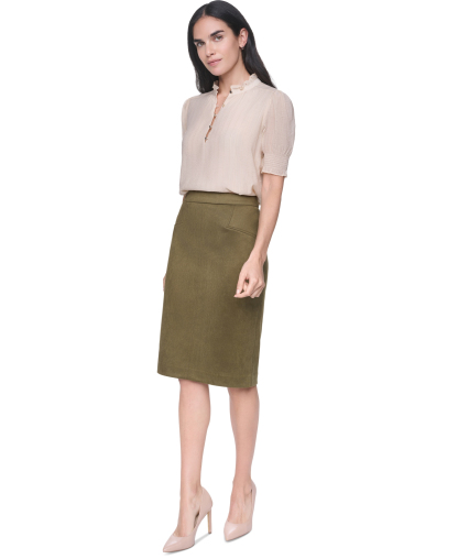 Tommy Hilfiger Women's Mock Neck Short-Sleeve Ruffle Blouse - Nude