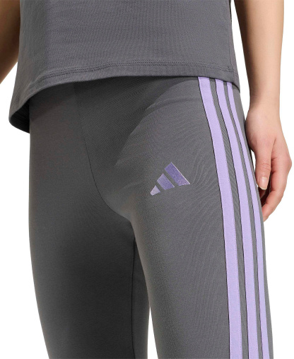 adidas Plus Size Essentials 3-Stripes Cotton Leggings - Grey Five/magic Lilac
