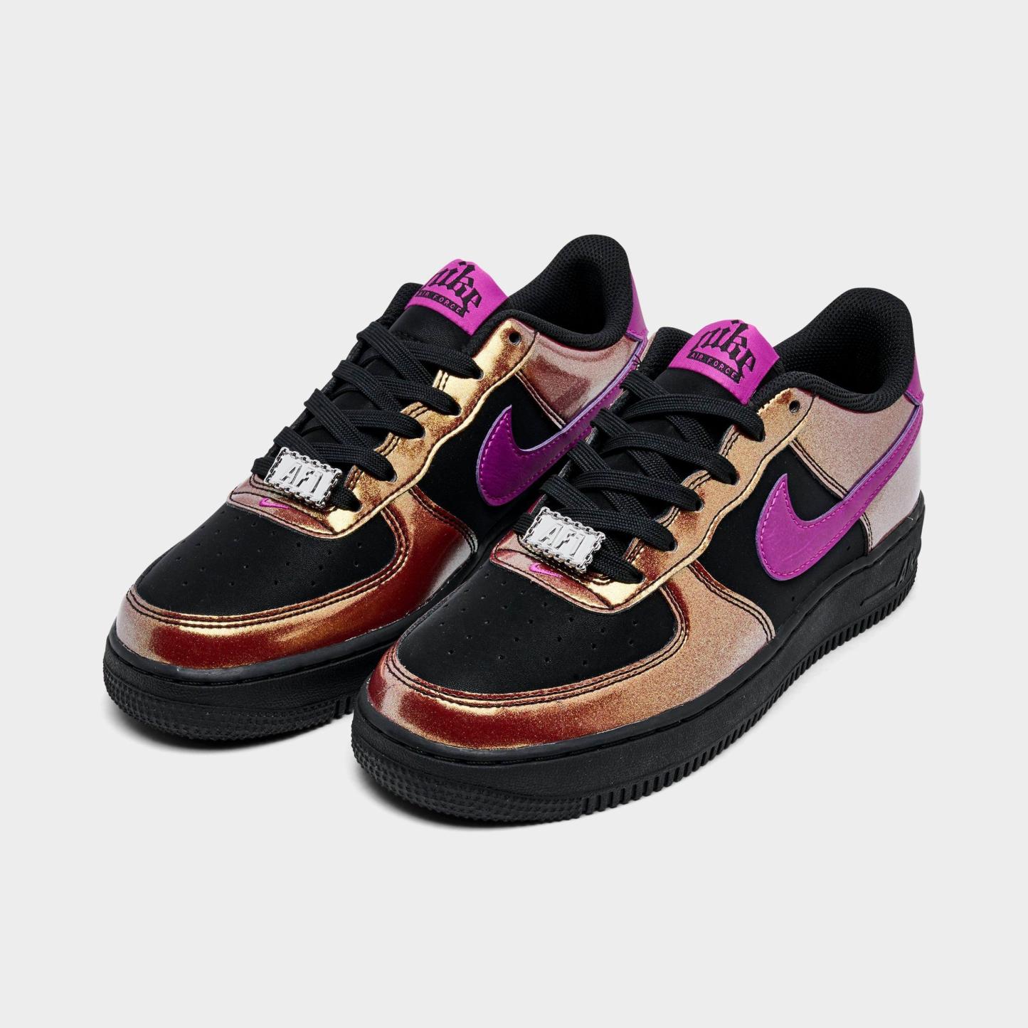 Big Kids' Nithtke Air Force 1 LV8 1 Casual Shoes - Black/Bold Berry - Both shoes facing left