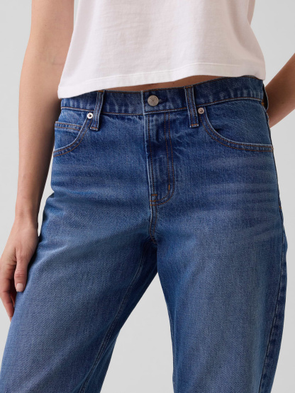 Mid Rise Straight Taper Jeans - Medium indigo