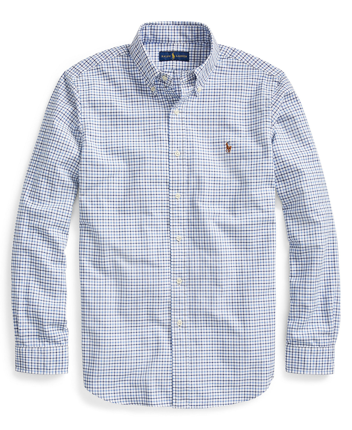 Polo Ralph Lauren Men's Classic-Fit Plaid Brushed Oxford Shirt - Blue/White