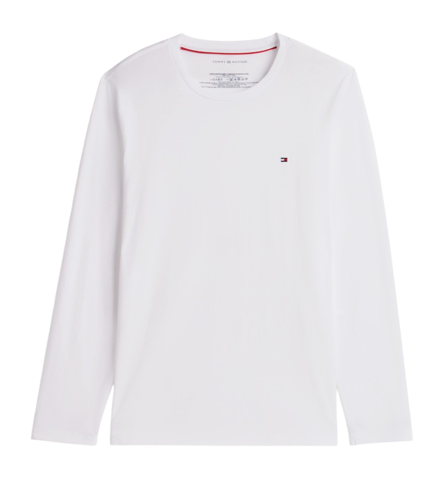 Tommy Hilfiger Men's Core Flag Long-Sleeve Crewneck Cotton Pajama T-Shirt - White
