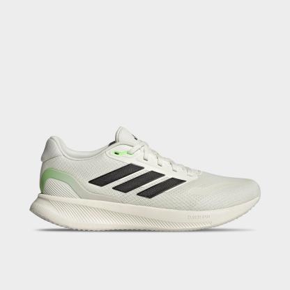 Men's adidas Runfalcon 5 Running Shoes - Off White/Core Black/Lime Burst - Left shoe facing left. Outside of the shoe.