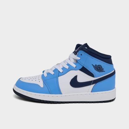 Big Kids' Air Jordan Retro 1 Mid Casual Shoes - University Blue/Midnight Navy/White - view 1