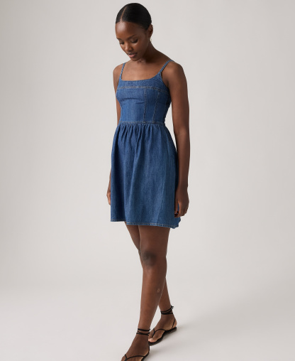 Levi's Women's Jadine Square Neck Denim Mini Dress - Unturned Stone Dress