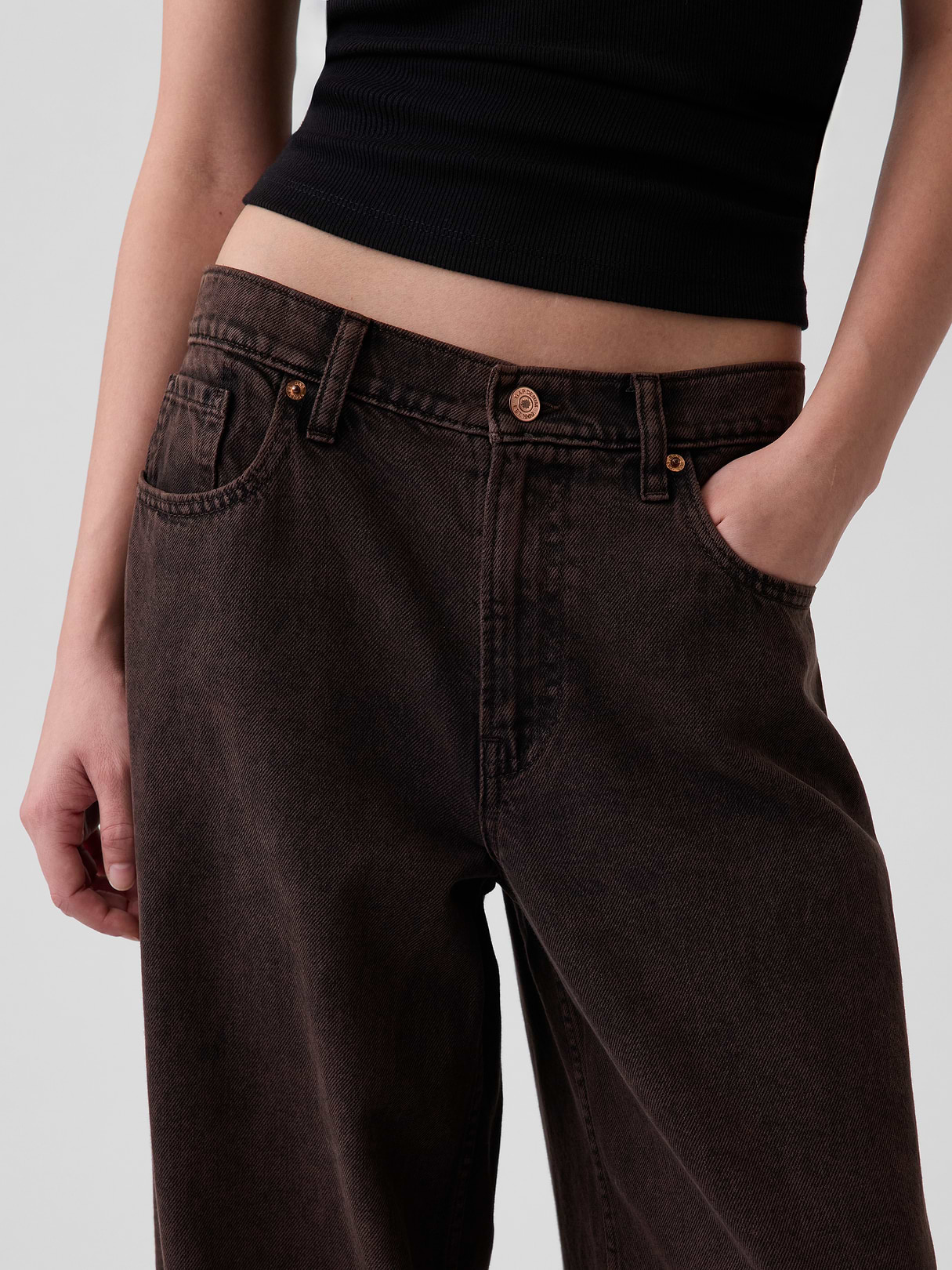 Low Slung Extra Baggy Jeans - Terra brown