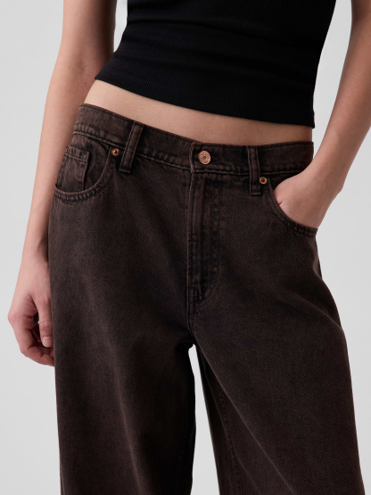 Low Slung Extra Baggy Jeans - Terra brown
